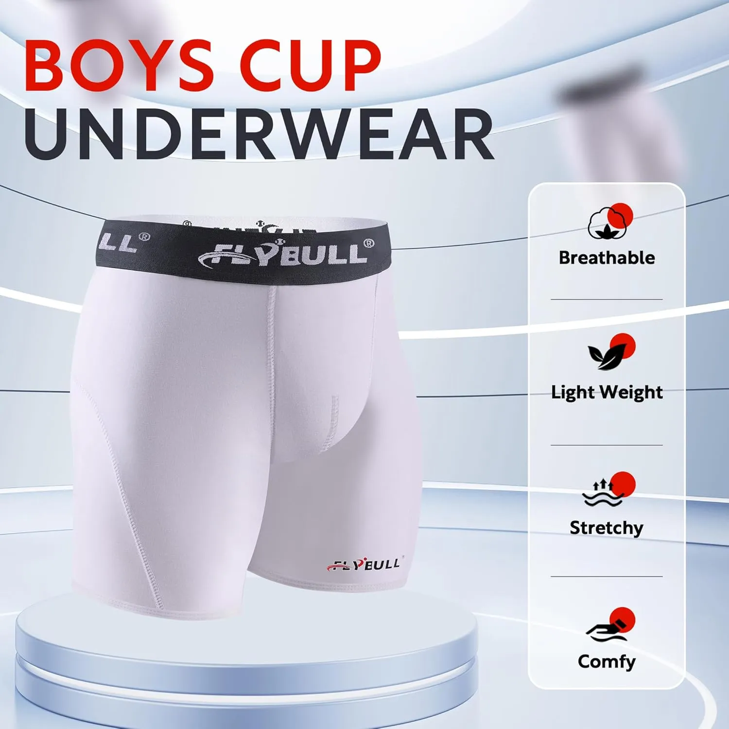 2-Pack Boys Cup Underwear Youth Boxer Briefs with 1 Soft Protective Athletic Cup for Baseball, Football, Lacrosse