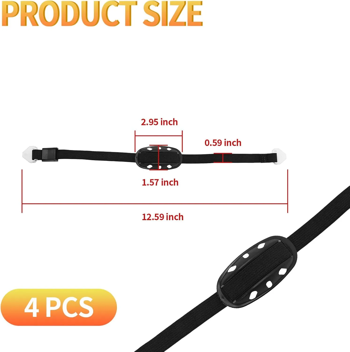 4Pack Universal Hard Hat Chin Strap, Helmet Chin Strap with Black Elastic Strap and Chin Cup Multi-Point Adjustment Black