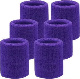 6 Pack 4 Inch Wrist Sweatbands Tennis Wrist Bands Absorbent Sweat Band for Men and Women, Breathable Cotton Sweatbands for Work Out, Football, Basketball, Running Athletic Sports
