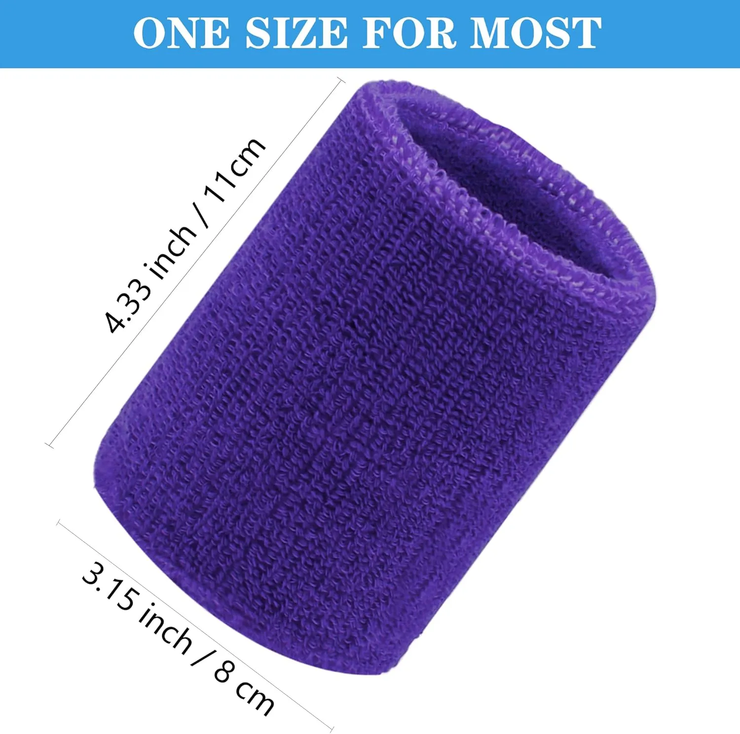 6 Pack 4 Inch Wrist Sweatbands Tennis Wrist Bands Absorbent Sweat Band for Men and Women, Breathable Cotton Sweatbands for Work Out, Football, Basketball, Running Athletic Sports