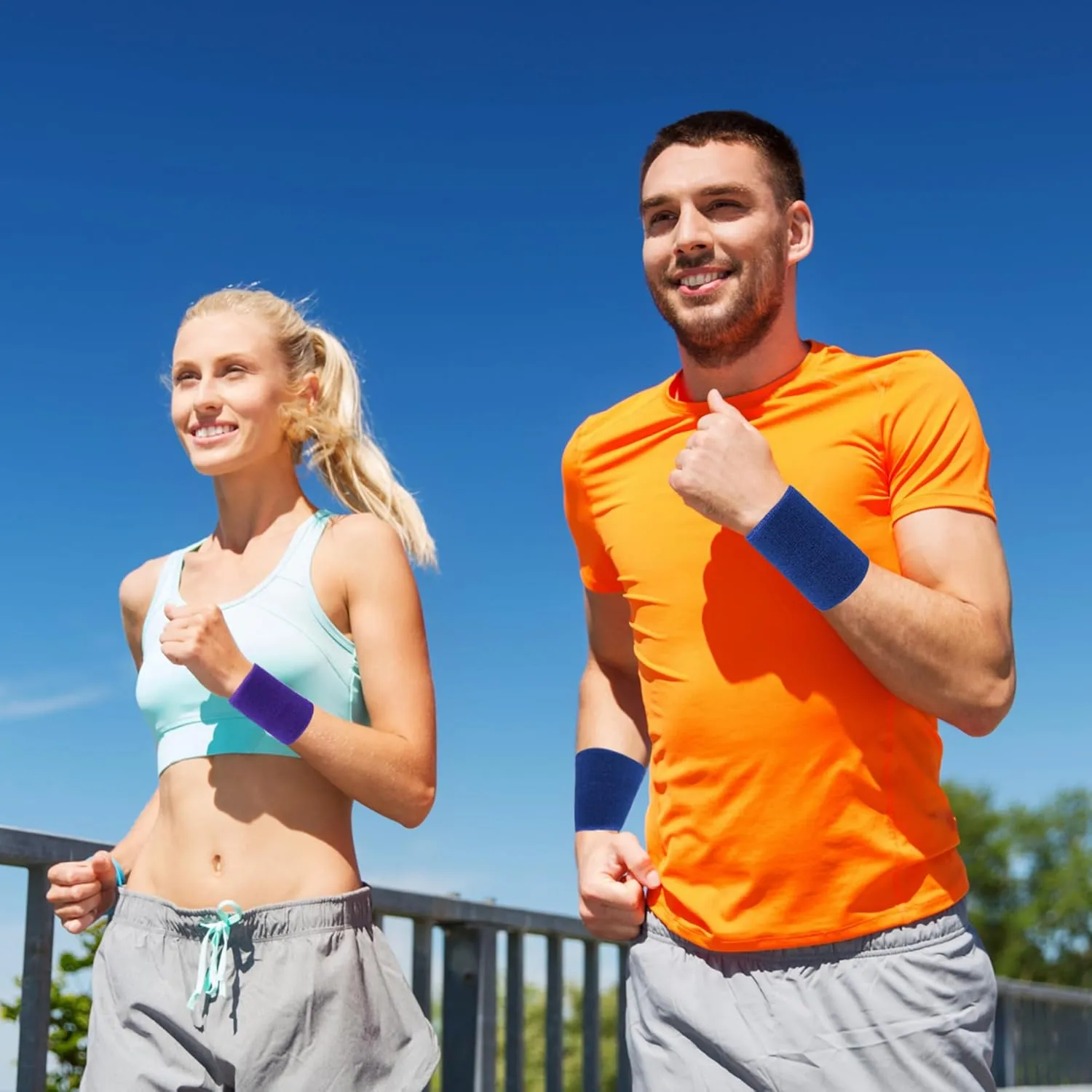 6 Pack 4 Inch Wrist Sweatbands Tennis Wrist Bands Absorbent Sweat Band for Men and Women, Breathable Cotton Sweatbands for Work Out, Football, Basketball, Running Athletic Sports