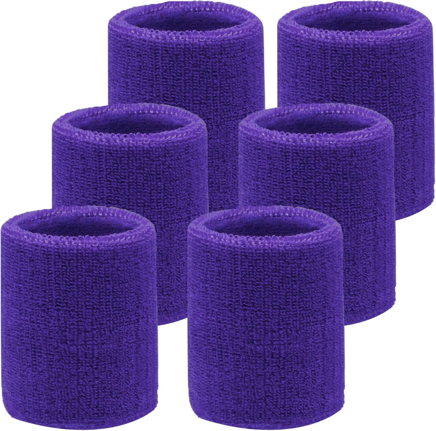 6 Pack 4 Inch Wrist Sweatbands Tennis Wrist Bands Absorbent Sweat Band for Men and Women, Breathable Cotton Sweatbands for Work Out, Football, Basketball, Running Athletic Sports