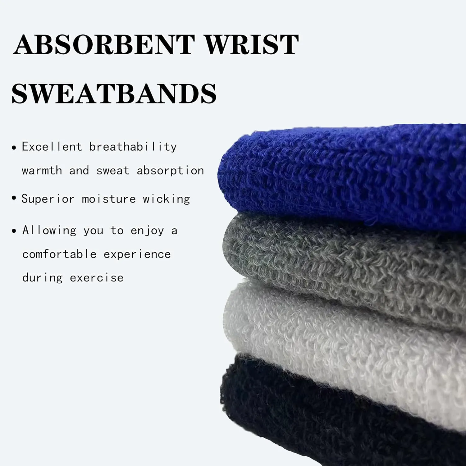 6 Pack 4 Inch Wrist Sweatbands Tennis Wrist Bands Absorbent Sweat Band for Men and Women, Breathable Cotton Sweatbands for Work Out, Football, Basketball, Running Athletic Sports