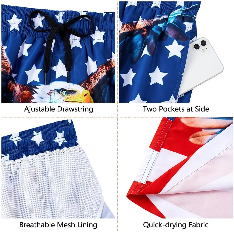 Ahegao Men's Swim Trunks Quick Dry 3D Printed Beach Board Shorts with Pockets Cool Mesh Lining Bathing Suits