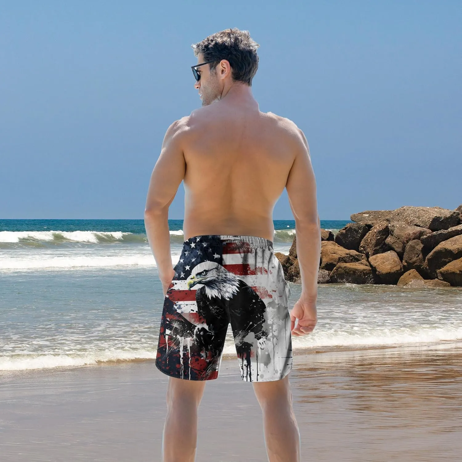 Ahegao Men's Swim Trunks Quick Dry 3D Printed Beach Board Shorts with Pockets Cool Mesh Lining Bathing Suits