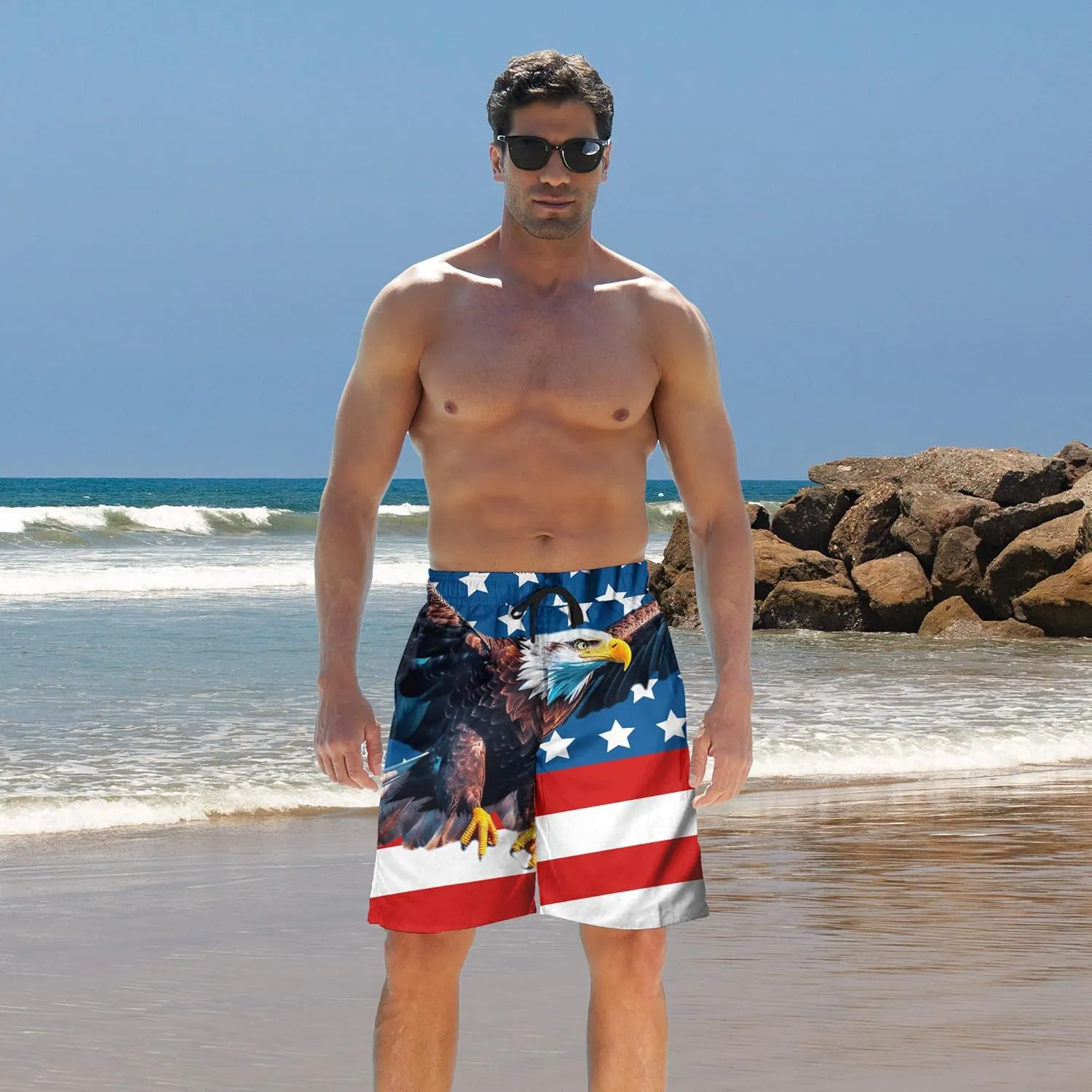 Ahegao Men's Swim Trunks Quick Dry 3D Printed Beach Board Shorts with Pockets Cool Mesh Lining Bathing Suits