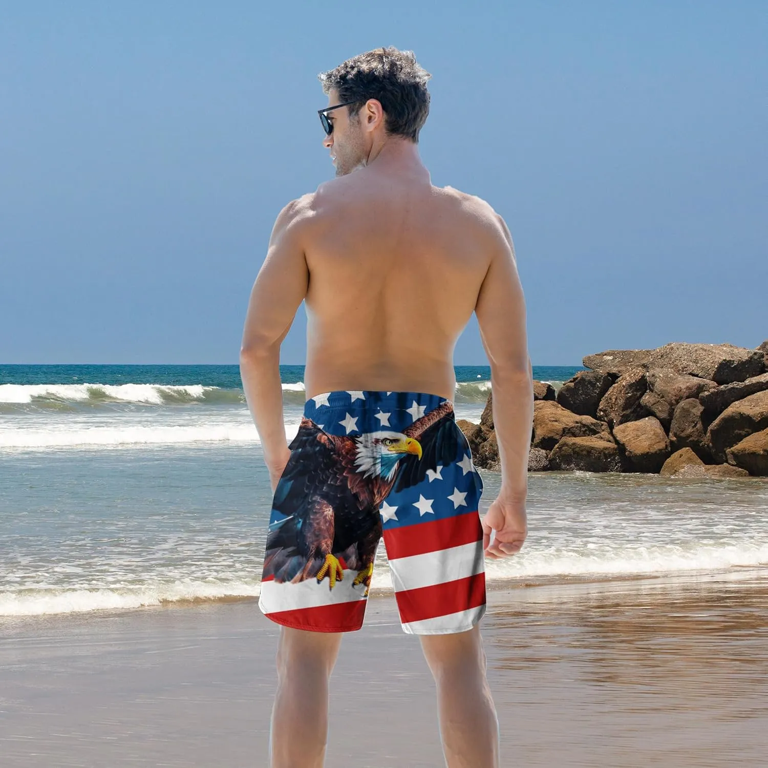 Ahegao Men's Swim Trunks Quick Dry 3D Printed Beach Board Shorts with Pockets Cool Mesh Lining Bathing Suits