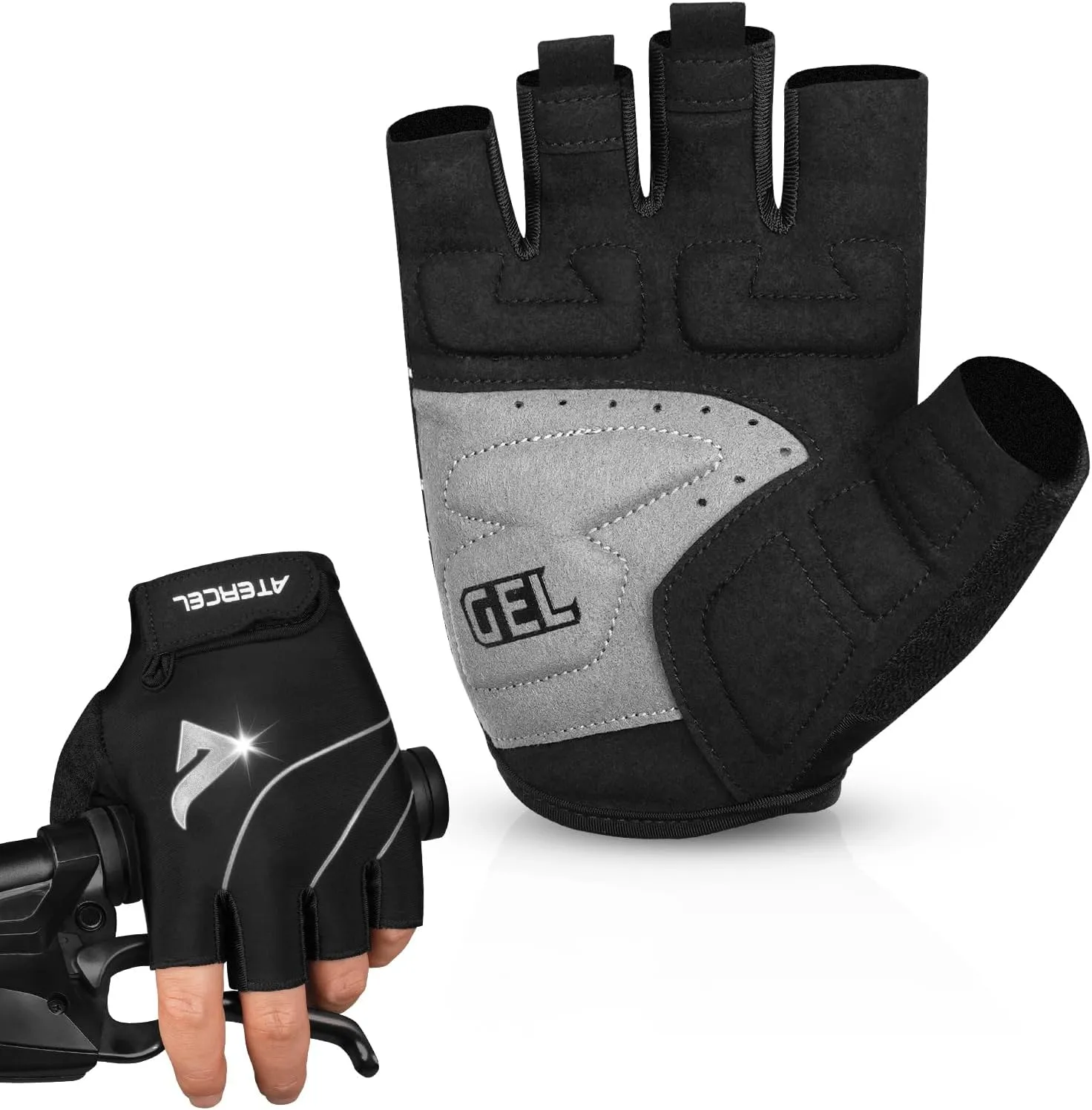 ATERCEL Cycling Gloves with Padded SBR for Road & Mountain Biking - Breathable, Elastic Back, Men & Women's Bicycle Gloves