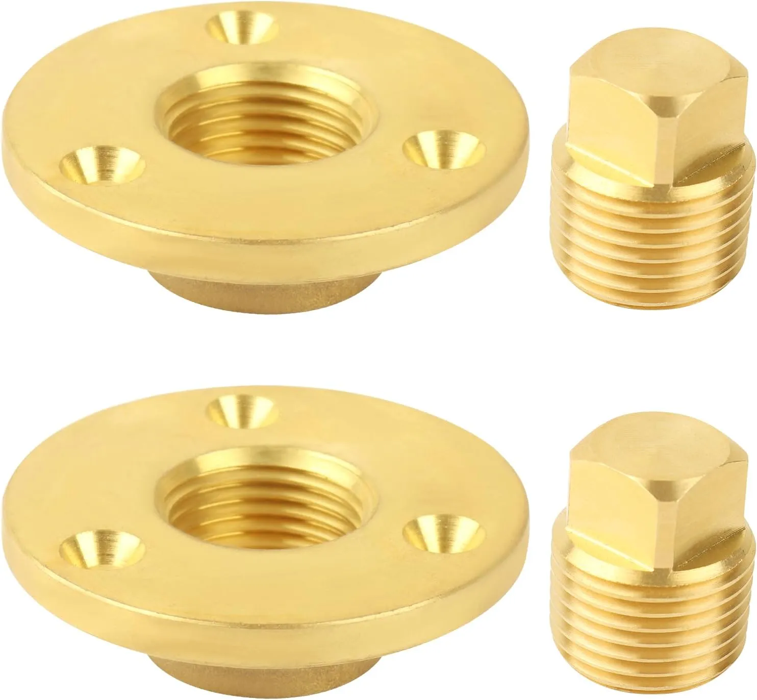 Brass Boat Drain Plug Kit Boat Plug Kit 1/2" for Transom Threaded Boat Plug for Marine Boat Garboard Transom Scuttle - 2 Pack