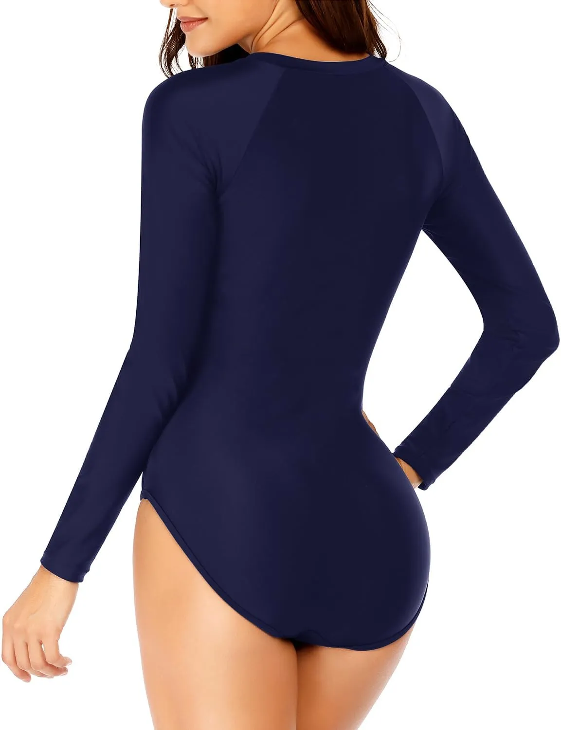 Daci Women Long Sleeve Rash Guard One Piece Zipper Swimsuit Surfing Bathing Suit UPF 50