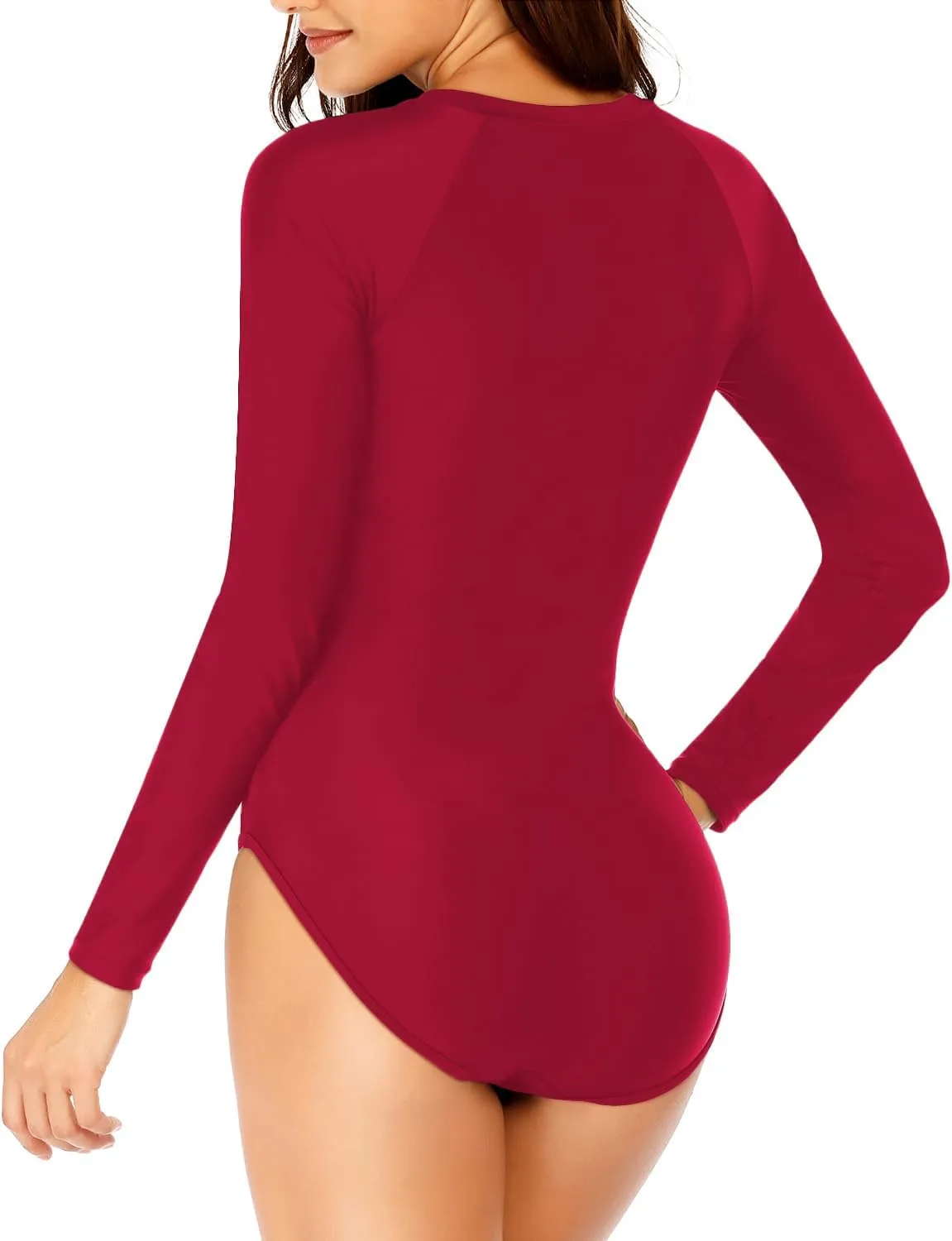 Daci Women Long Sleeve Rash Guard One Piece Zipper Swimsuit Surfing Bathing Suit UPF 50