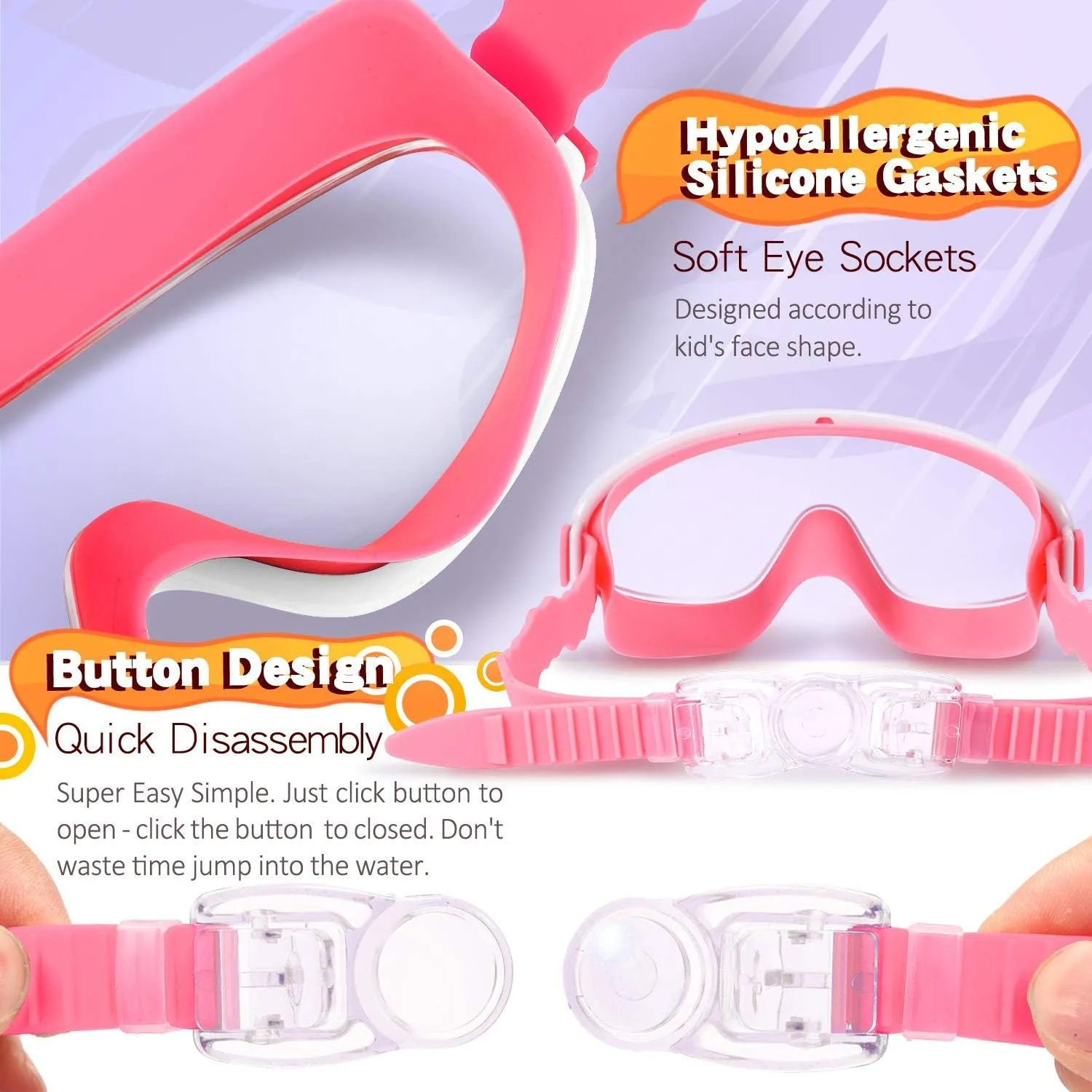 EasYoung 2-Pack Kids Swim Goggles, Wide Vision Swim Goggles for Child from 3-15
