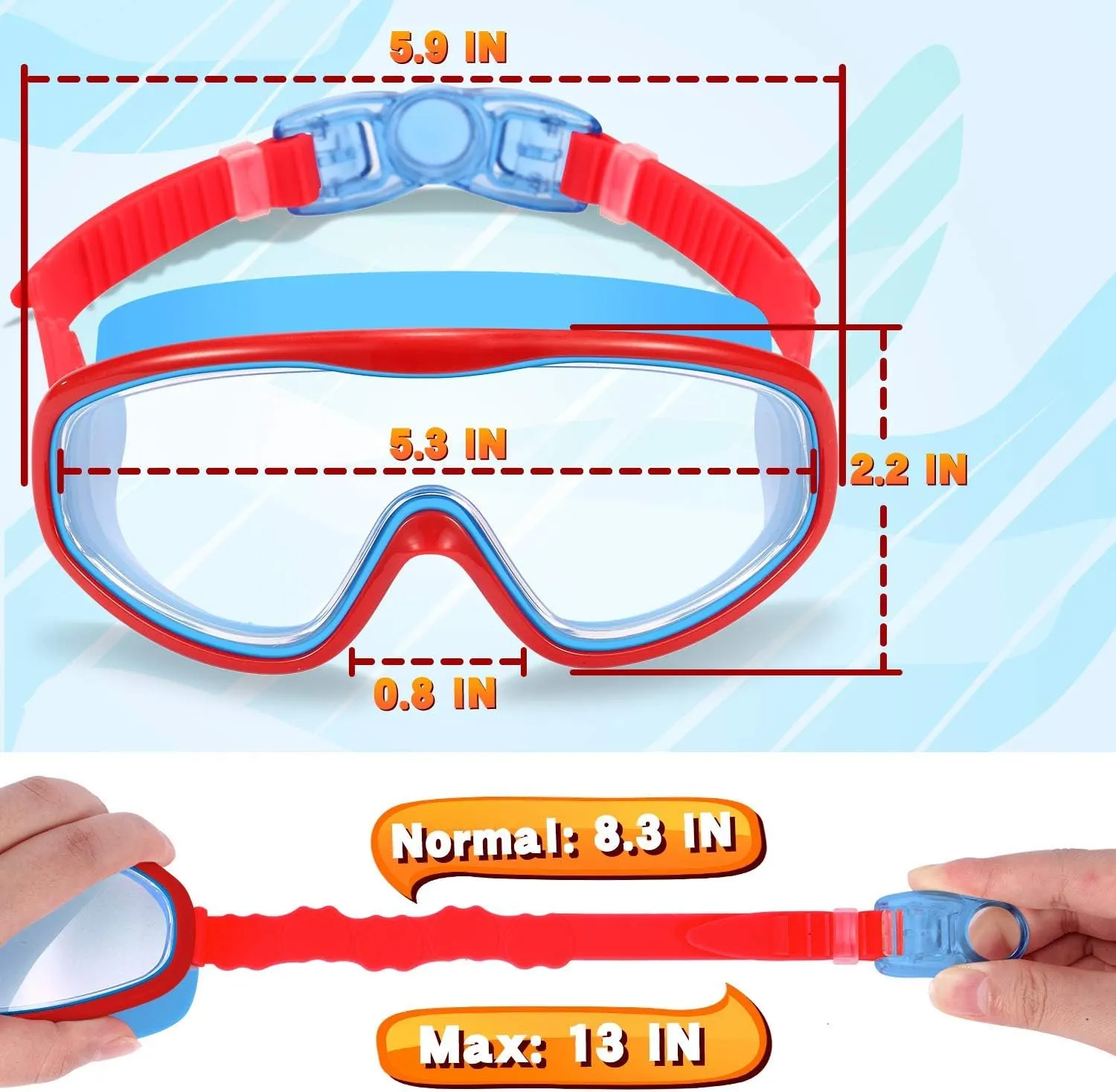 EasYoung 2-Pack Kids Swim Goggles, Wide Vision Swim Goggles for Child from 3-15