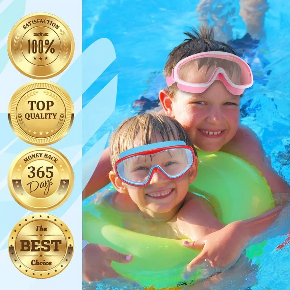 EasYoung 2-Pack Kids Swim Goggles, Wide Vision Swim Goggles for Child from 3-15