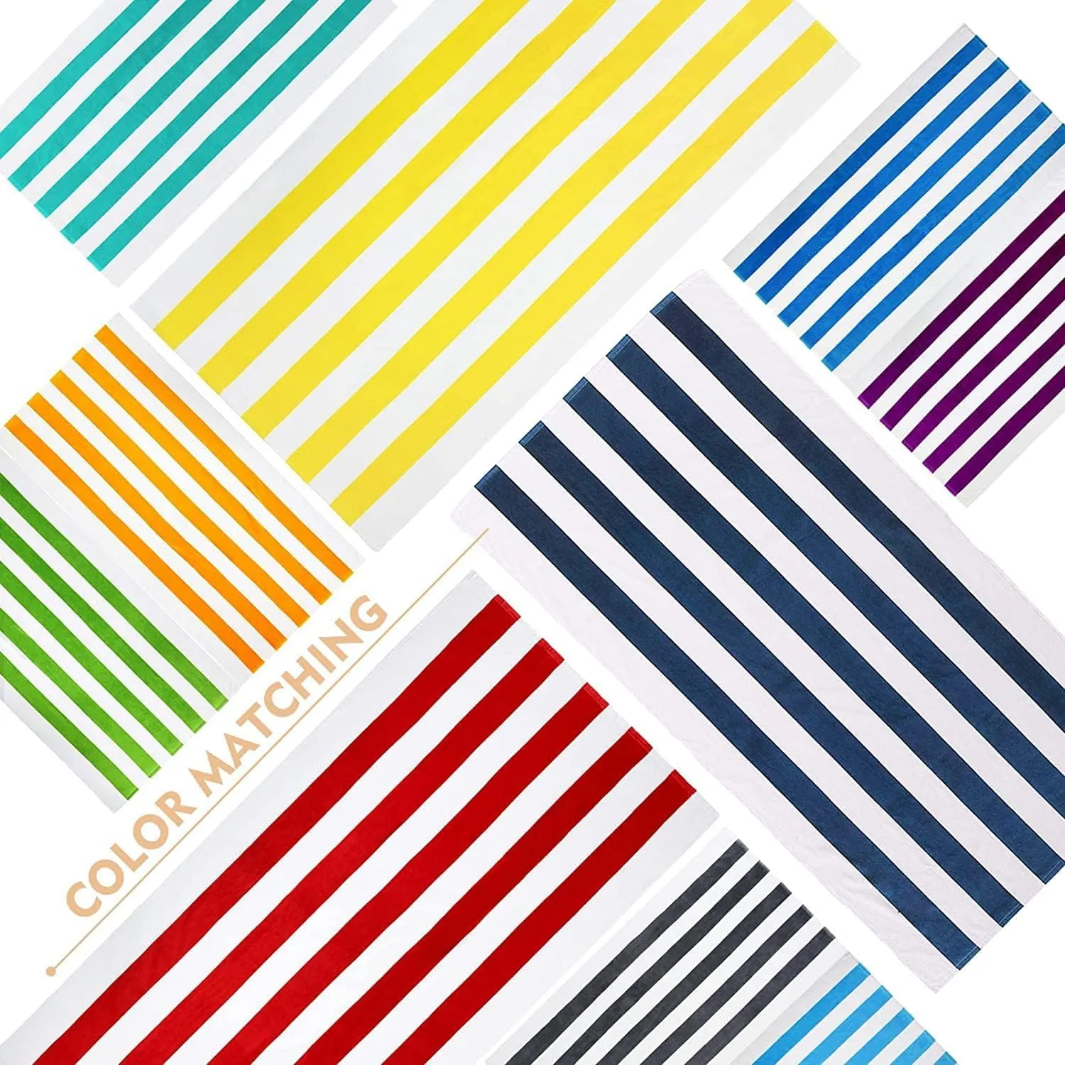 Exclusivo Mezcla 4 Pack Cotton Large 30x60 Inches Soft Cabana Stripe Thick Beach Towel, Super Absorbent Travel Bath Pool Towel (Ocean Blue)