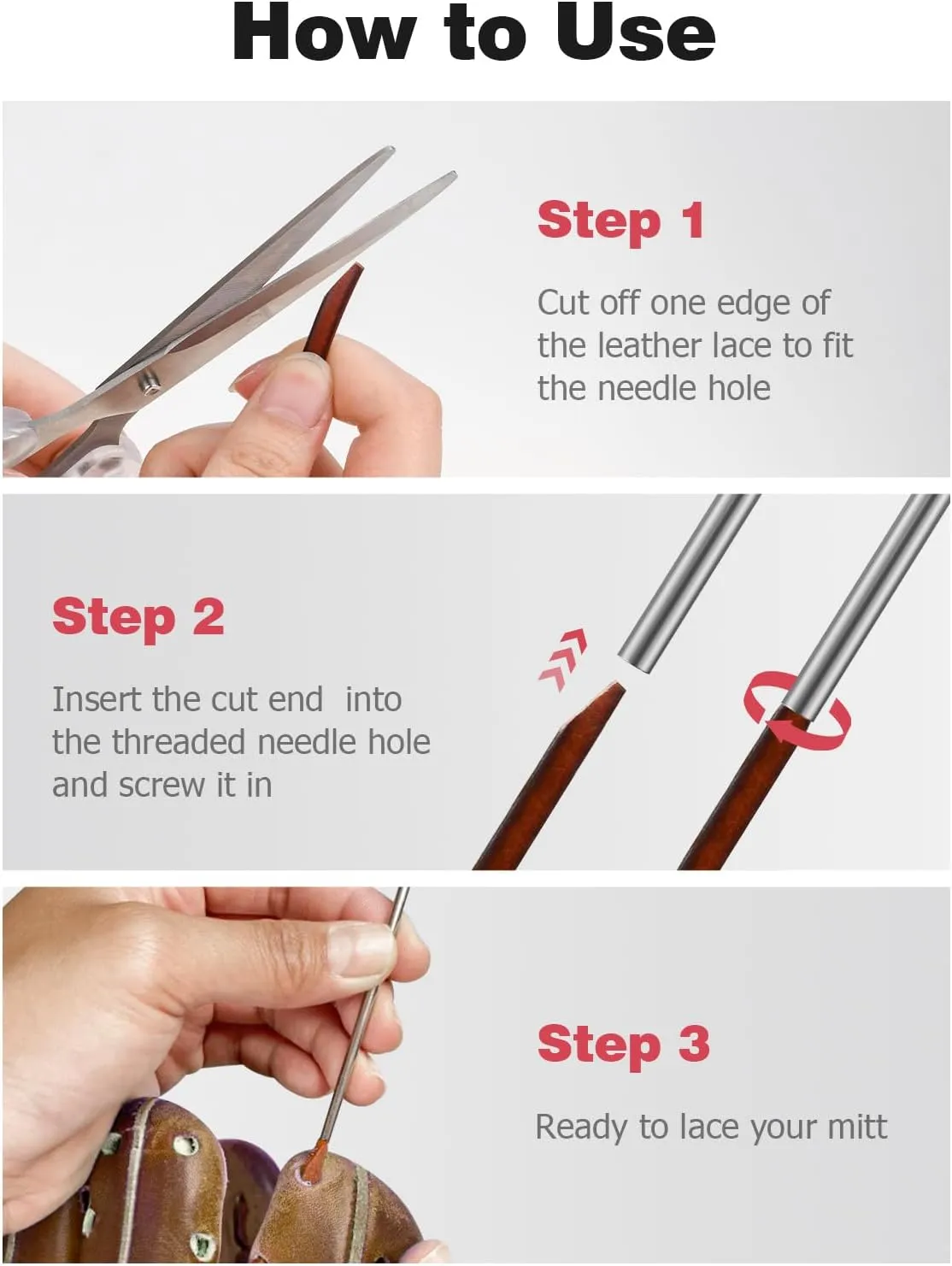 Glove Lacing Needles, Glove Repair Lacing Kit 304 Stainless Steel Baseball and Softball Glove Lacing Needles 4 Lace Locks with Needle Bag Mitt Lace Glove Repair Lacing Kit Glove Relacing Kit
