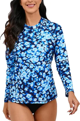 Halcurt Womens Long Sleeve Rash Guard Swim Top with Built in Bra UPF50  Sun Protection Swim Shirts Quick Dry Swimsuit