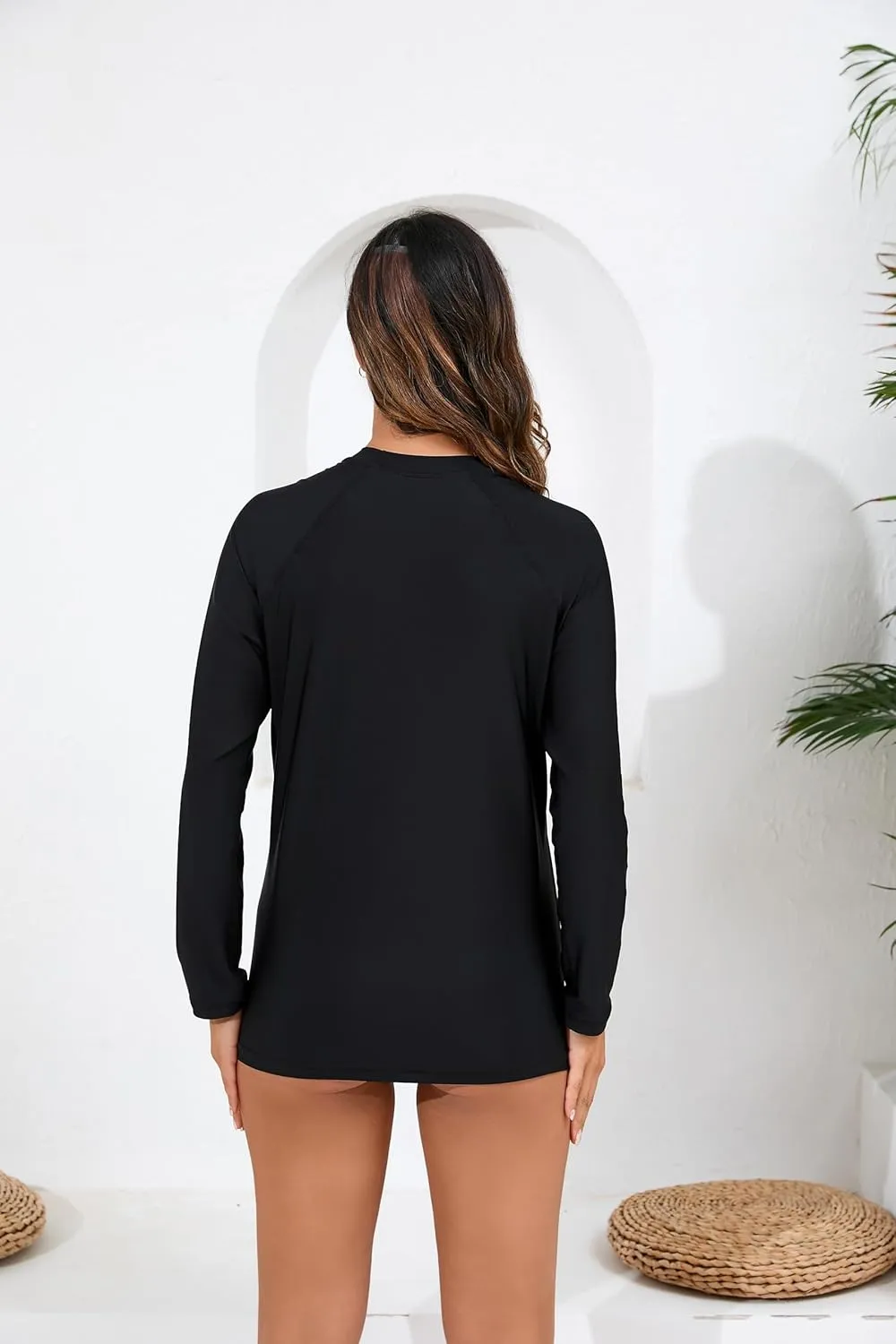 Halcurt Womens Long Sleeve Rash Guard Swim Top with Built in Bra UPF50  Sun Protection Swim Shirts Quick Dry Swimsuit
