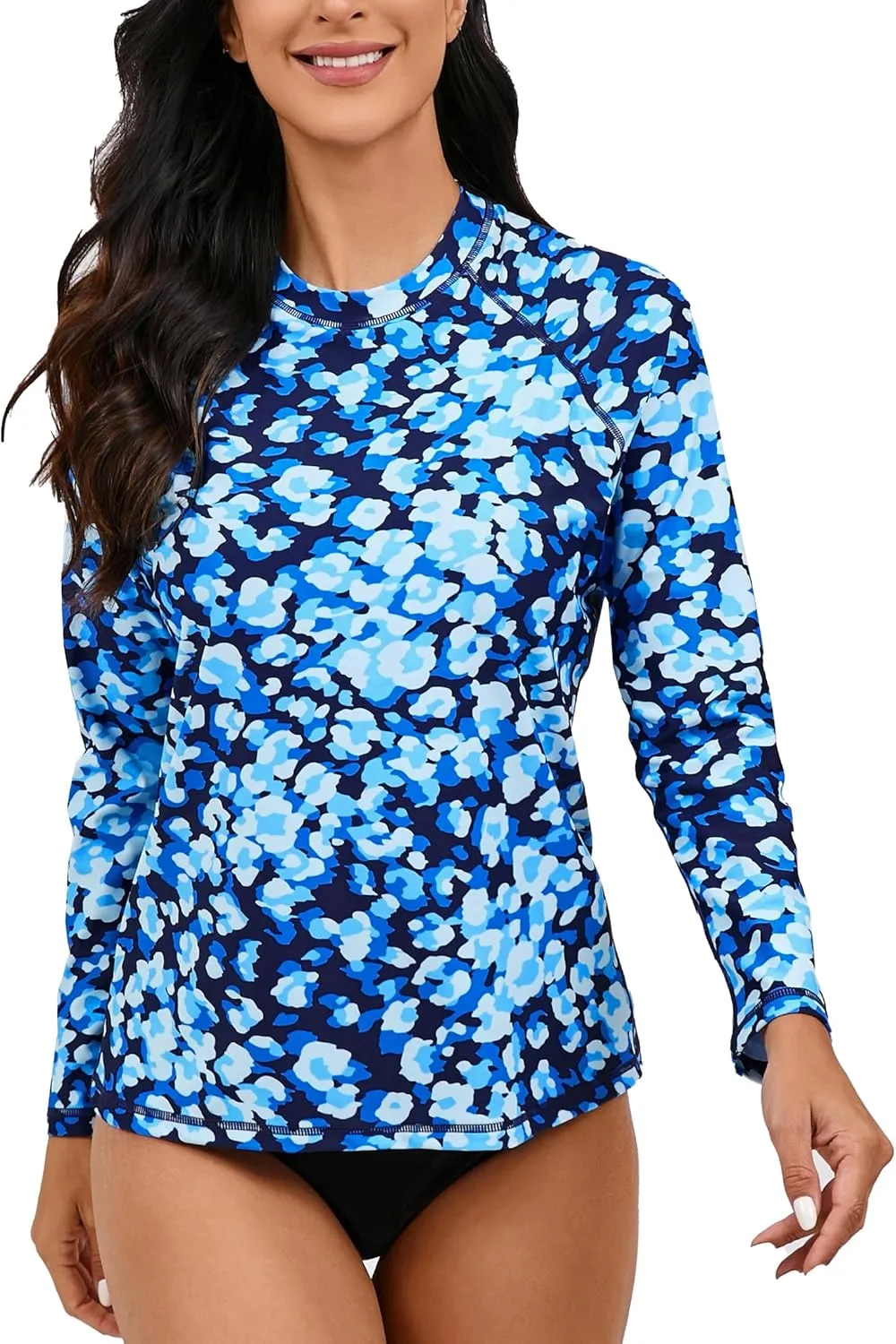 Halcurt Womens Long Sleeve Rash Guard Swim Top with Built in Bra UPF50  Sun Protection Swim Shirts Quick Dry Swimsuit