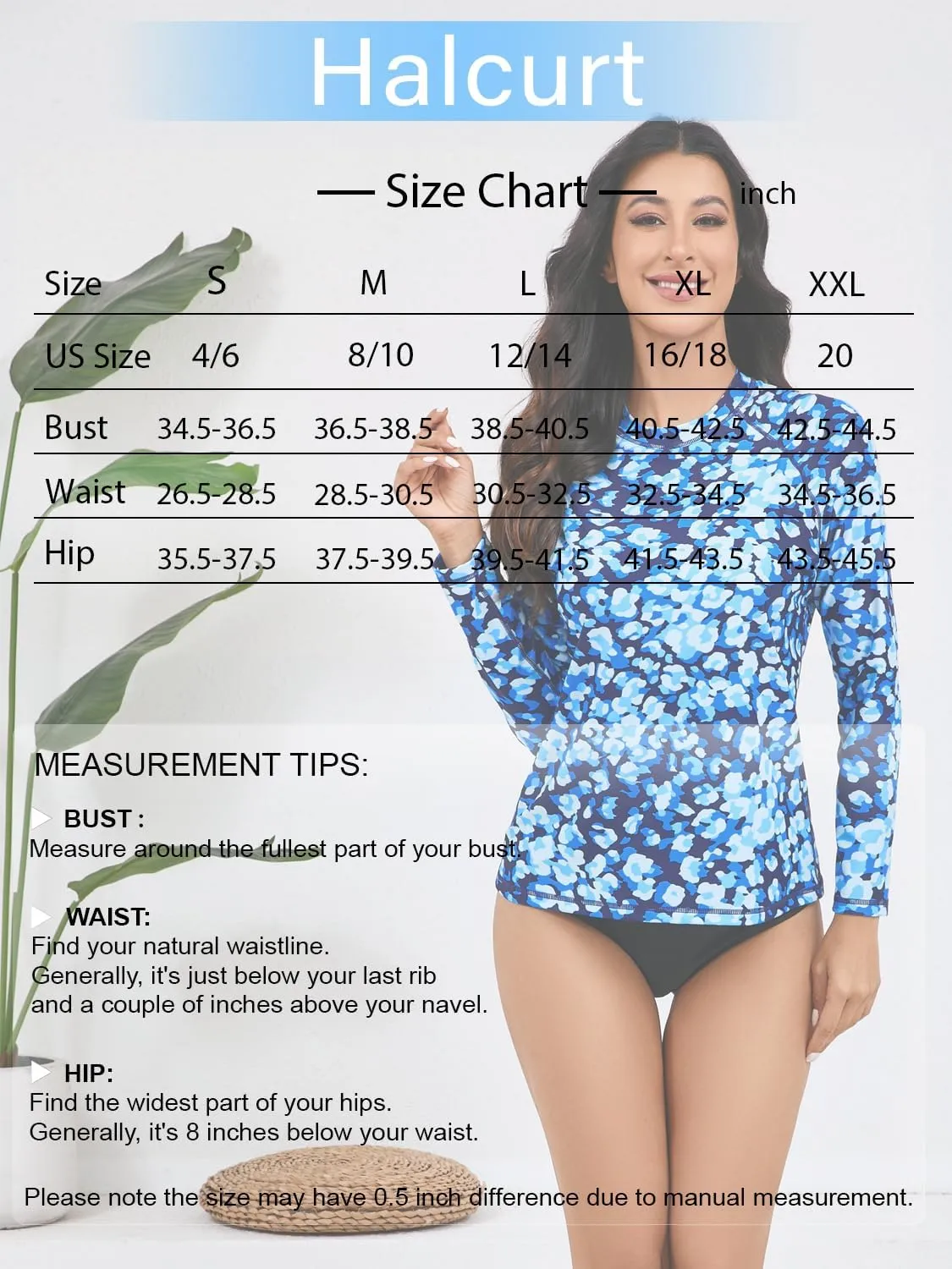 Halcurt Womens Long Sleeve Rash Guard Swim Top with Built in Bra UPF50  Sun Protection Swim Shirts Quick Dry Swimsuit