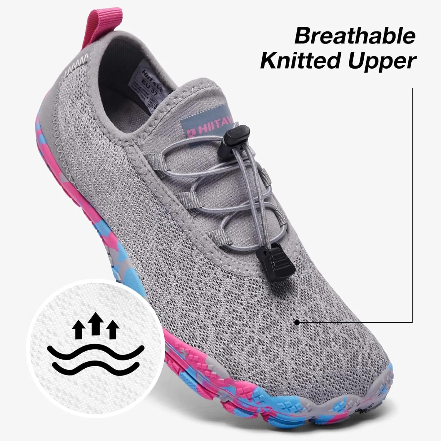 HIITAVE Beach Shoes Women Aqua Shoes Wide Toe Box Water Shoes