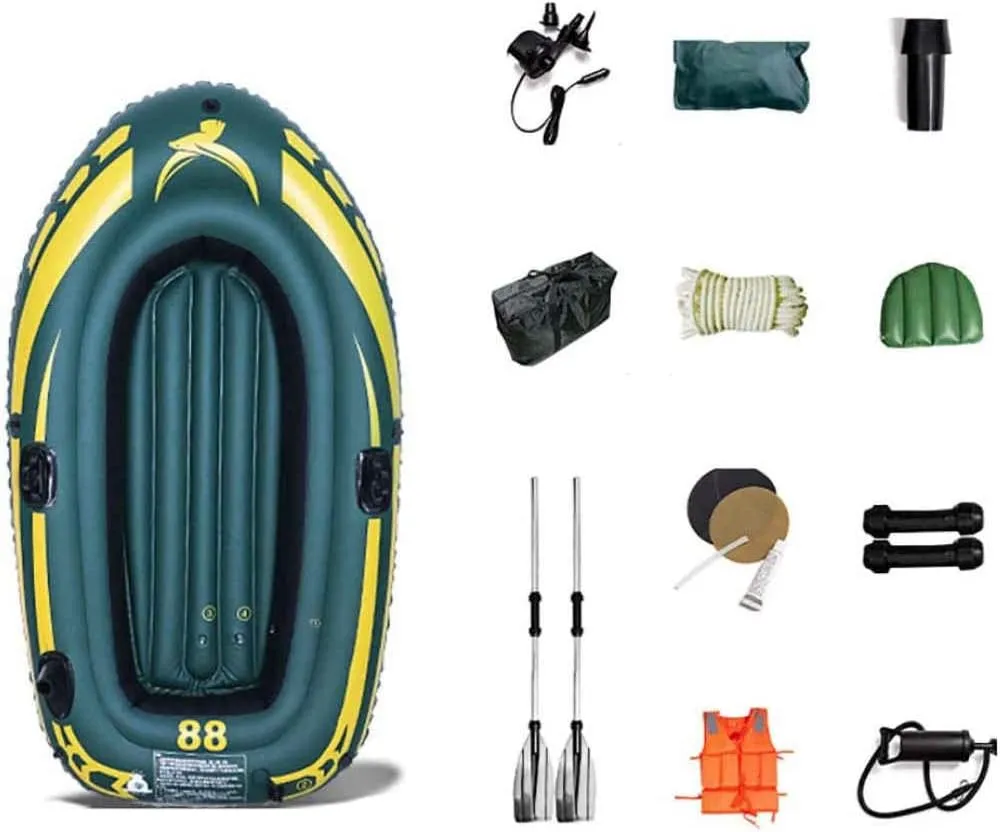 Inflatable Kayak, Foldable Inflatable Boat for 2 People, Unisex, with Paddle and Air Pump, Rafting Fishing Dinghy,001