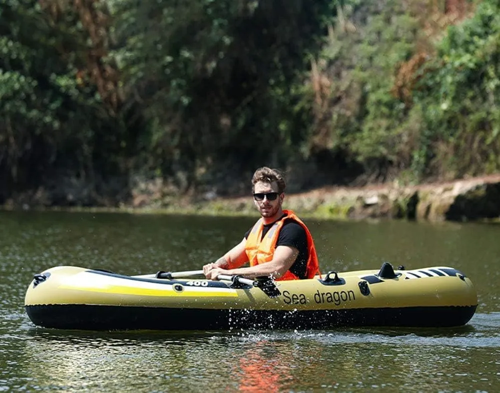 Inflatable Kayak, Foldable Inflatable Boat for 2 People, Unisex, with Paddle and Air Pump, Rafting Fishing Dinghy,001