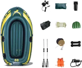 Inflatable Kayak, Foldable Inflatable Boat for 2 People, Unisex, with Paddle and Air Pump, Rafting Fishing Dinghy,001