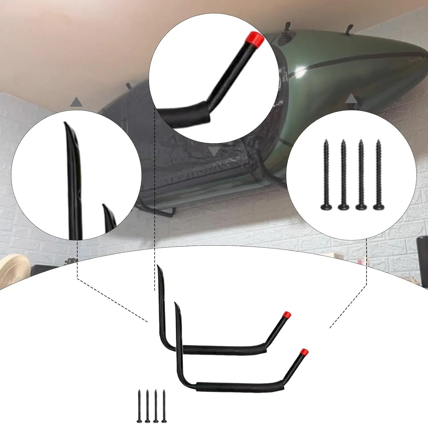 Kayak Storage Rack Hook Bracket Wall Hanger Utility Kayak Hanger for Snowboard Surfboard Home Paddleboard
