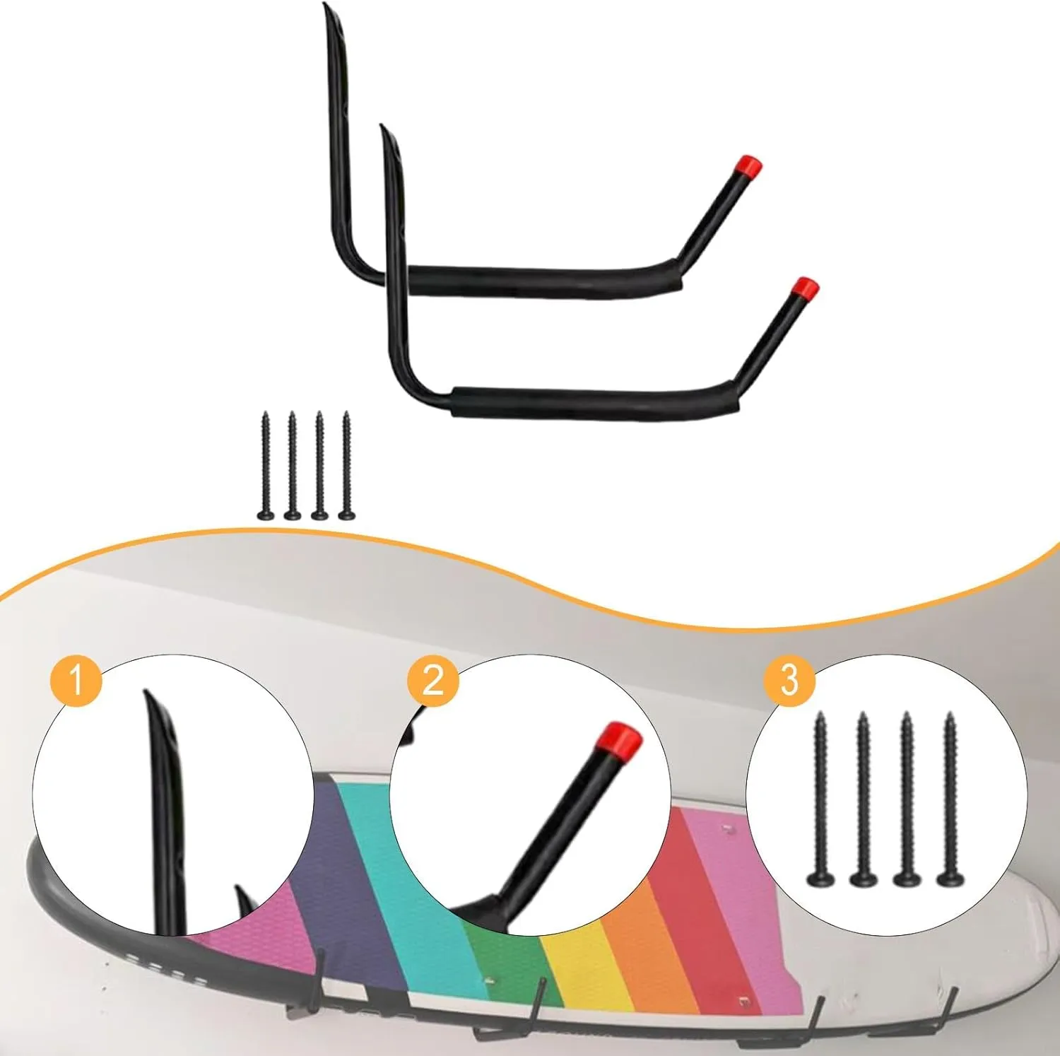 Kayak Storage Rack Hook Bracket Wall Hanger Utility Kayak Hanger for Snowboard Surfboard Home Paddleboard
