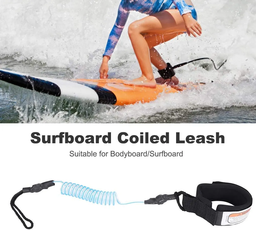 Leash Premium Stand Up Paddle Board Leg Rope, Stand Up Paddle Board 5mm Coiled Spring Leg Foot Rope Surfing Paddleboard Leash for Surfboard