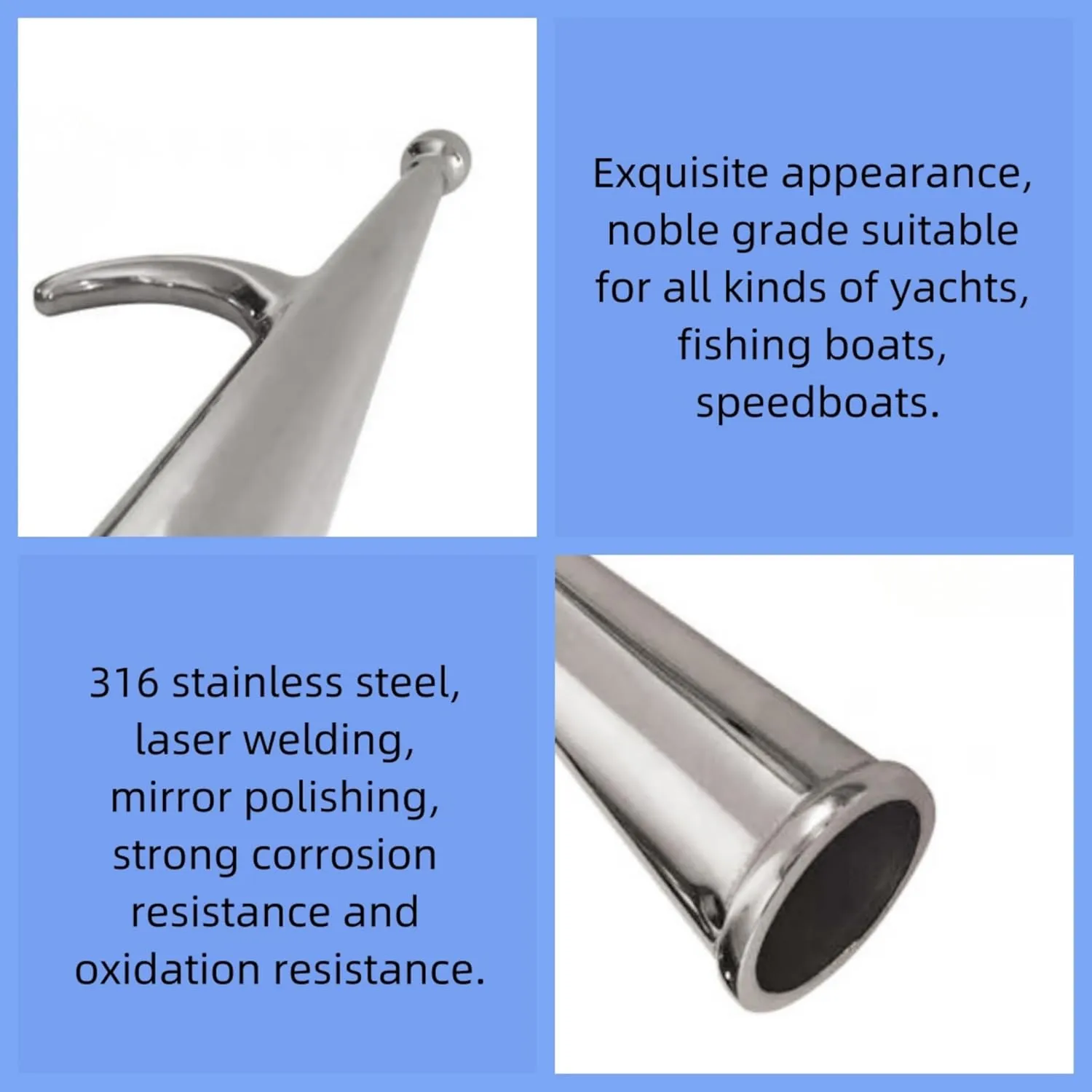 Marine 316 Stainless Steel raft Hook Lifeboat Tow Hook Grappling Hook Replacement Hook Boat Mooring Hardware Accessories