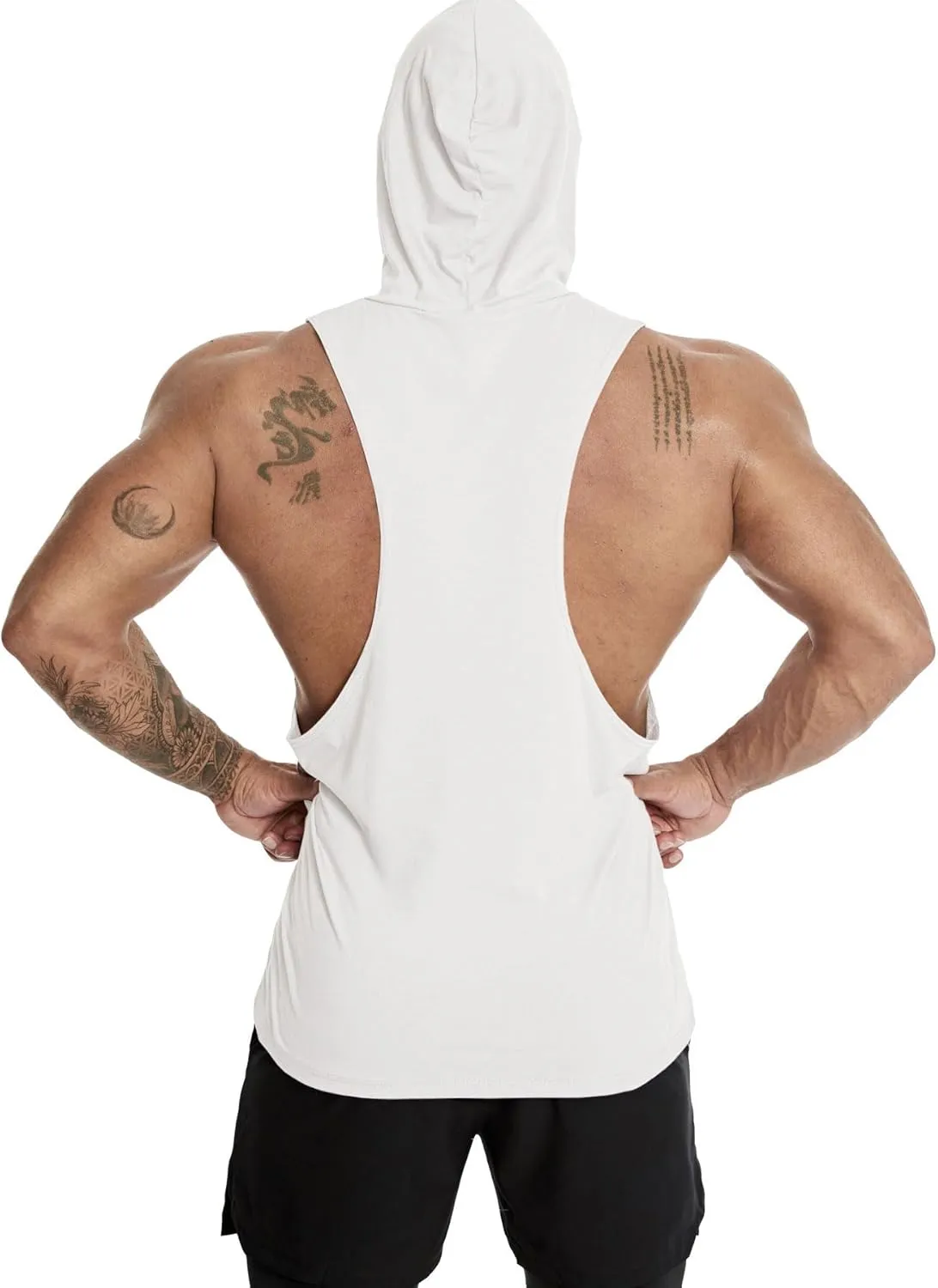 Men's Workout Hooded Tank Tops Sleeveless Gym Hoodie Shirt Bodybuilding Muscle Cut Off T Shirt