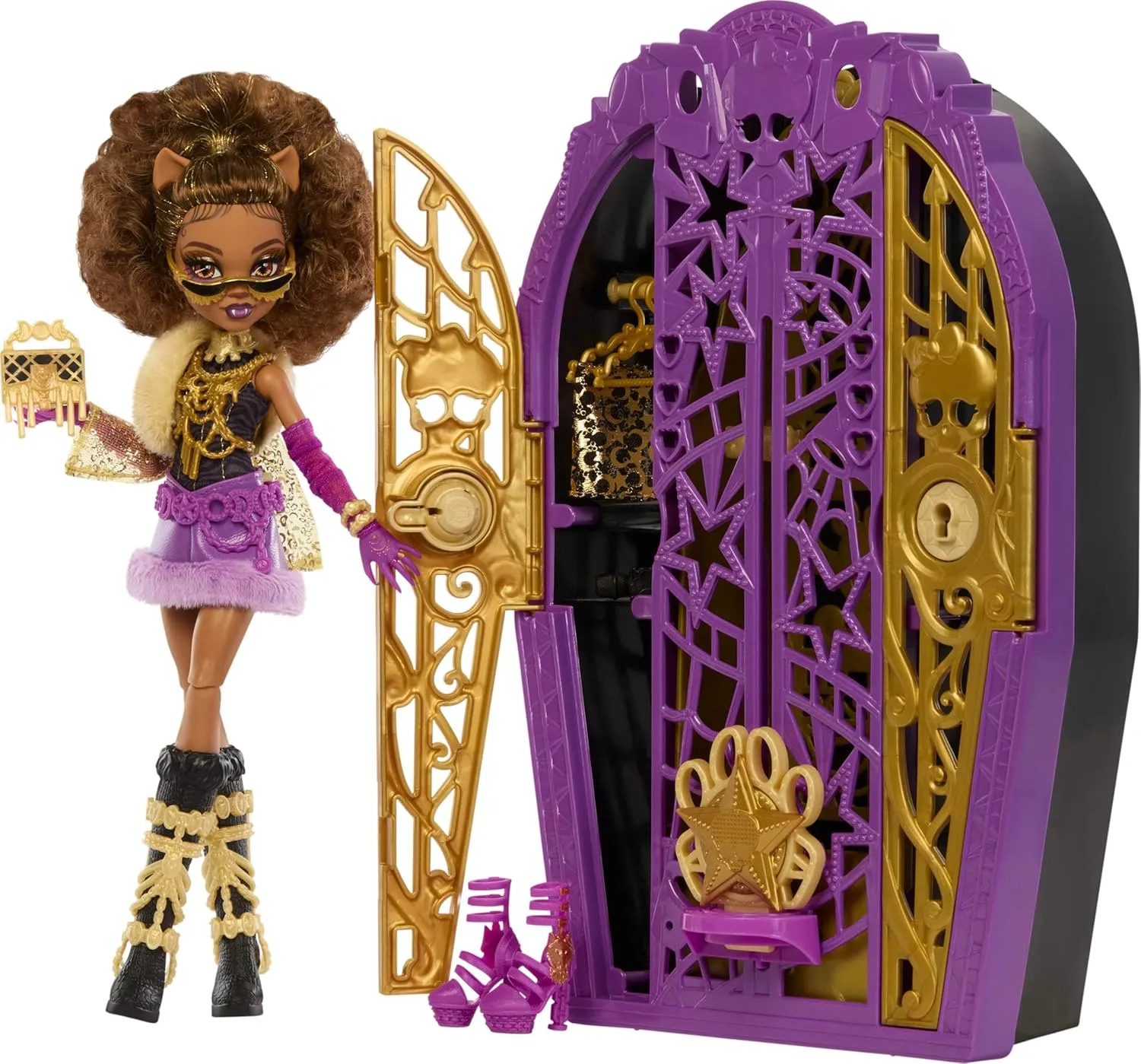 Monster High Skulltimate Secrets Doll and Accessories Set, Hauntlywood Mysteries Clawdeen Wolf with Reveal Closet & 19  Glam Surprises Like Doll Clothes