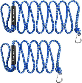 Obcursco PWC Boat Dock Lines 1/2x (7ft & 14ft), Jet Ski Mooring Dock Line Tie Pontoon Accessories for Waverunner, Kayak Tow Lines with 316 Stainless Steel Clip (Yellow/Blue)