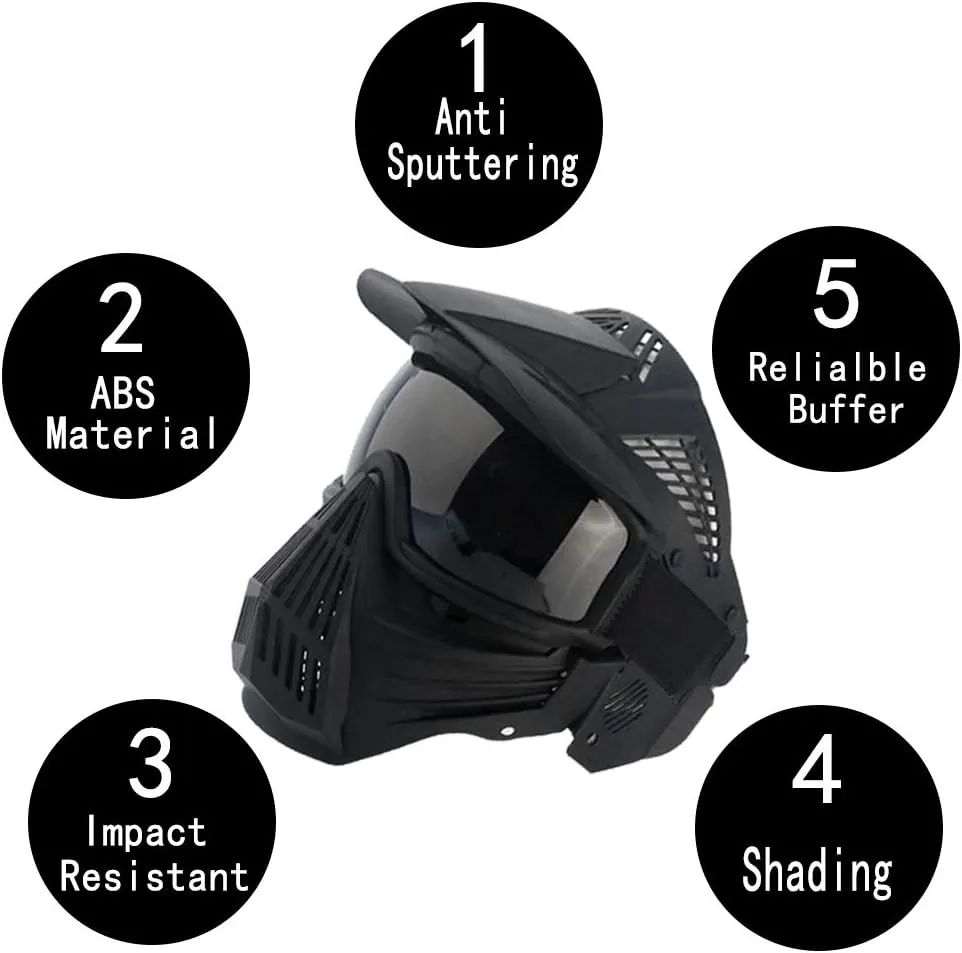 Paintball Mask, Airsoft Mask, Full Face with Tactical Goggles Mask, Impact Resistant for Airsoft BB Hunting, CS Game Paintball, Motocross Skiing and Other Outdoor Activities 1