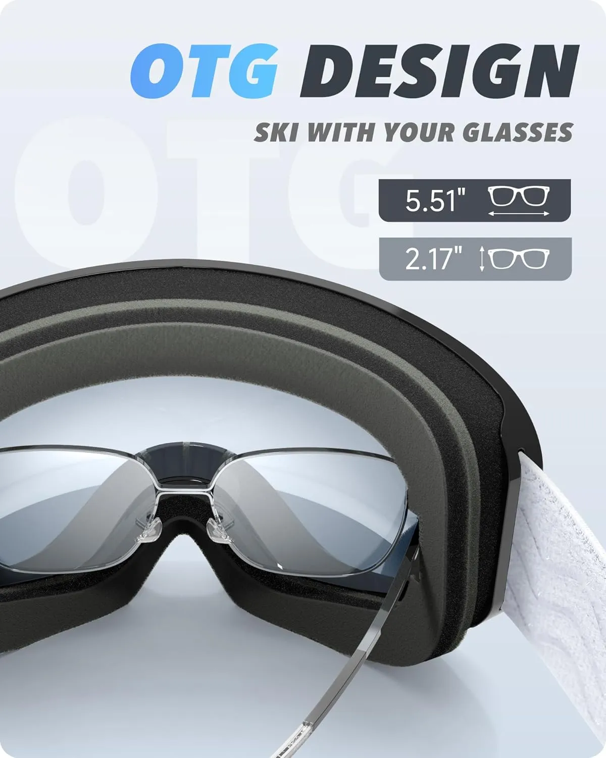 Ski Goggles Snowboard Goggles for Men Women Adults Youth,Over Glasses OTG/100% UV Protection/Anti-fog/Wide Vision