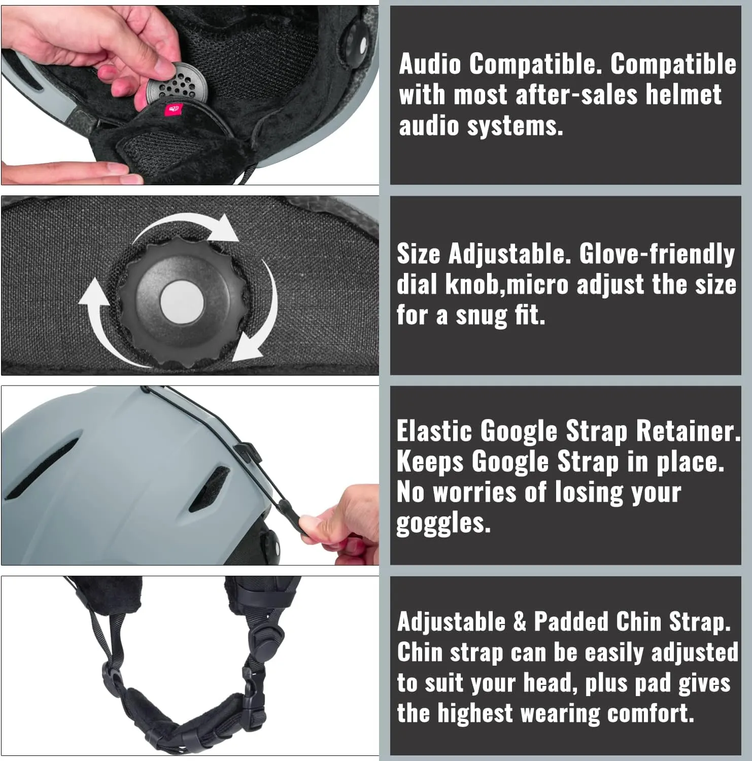 Ski Helmet - Audio Compatible and Lightweight, ASTM Standard for Men, Women and Youth