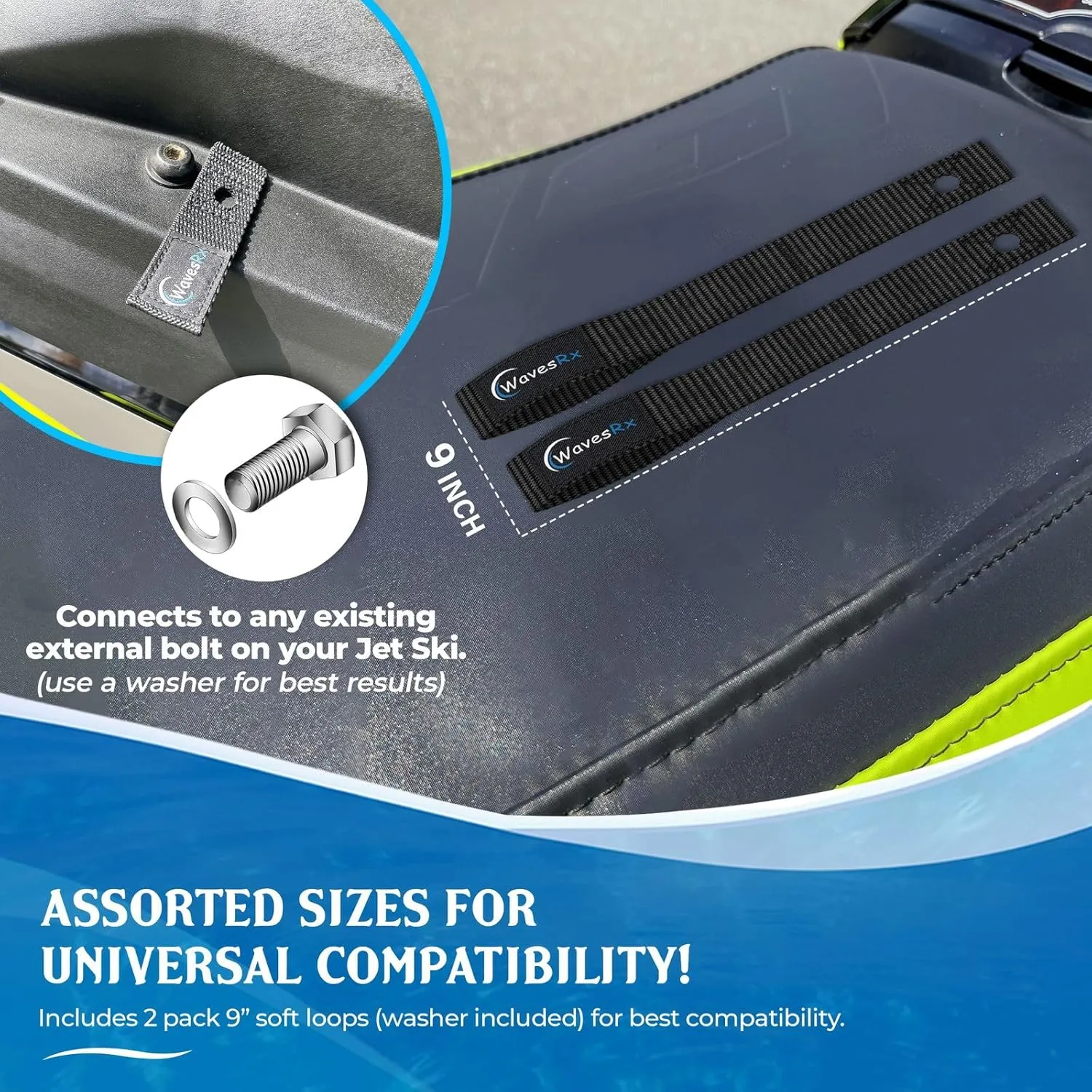 Soft Loops Jet Ski Cleats | Secure Loop Straps for Attaching Docking Bumpers, Fenders, Anchoring Line, Bungee & Dock Rope to your Jetski | Must-Have PWC Accessory for Your Waverunner or Seadoo
