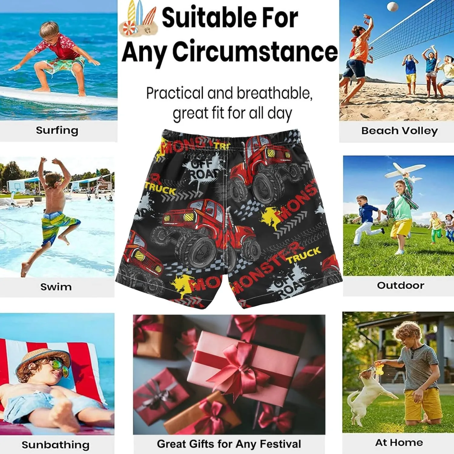 visesunny Little Boys Quick Dry Beach Board Shorts Kids Swim Trunk Swimsuit Beach Shorts Swim Trunk for Infant Baby Boy Teens