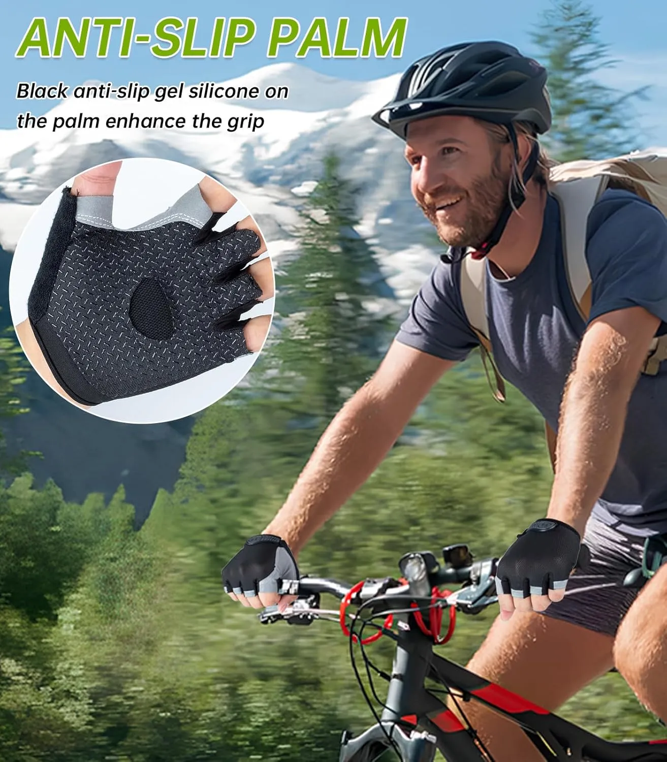 WULI Cycling Gloves Half Finger Men's and Women's Fitness Gloves for Cycling, Breathability, Anti Slip Yoga Equipment, Anti cocooning, Wrist Protection Thickened Palm