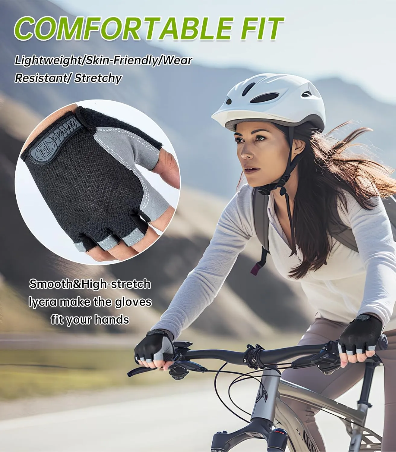 WULI Cycling Gloves Half Finger Men's and Women's Fitness Gloves for Cycling, Breathability, Anti Slip Yoga Equipment, Anti cocooning, Wrist Protection Thickened Palm